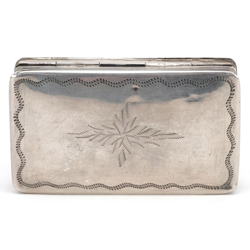 43 - A Dutch silver rectangular box with hinged lid, 6.5cm wide, 32.5g.