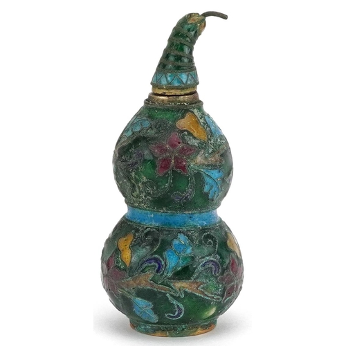 1161 - A Chinese cloisonné scent bottle and stopper in the form of a double gourd, 6cm high.