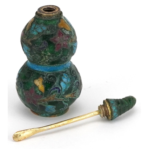 1161 - A Chinese cloisonné scent bottle and stopper in the form of a double gourd, 6cm high.