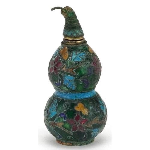 1161 - A Chinese cloisonné scent bottle and stopper in the form of a double gourd, 6cm high.