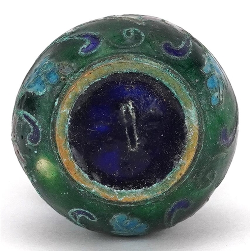 1161 - A Chinese cloisonné scent bottle and stopper in the form of a double gourd, 6cm high.