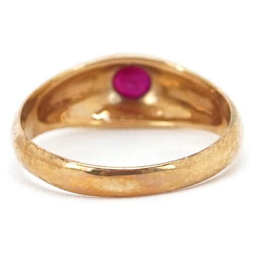 2353 - A 9ct gold ruby solitaire ring, size N, 2.9g.