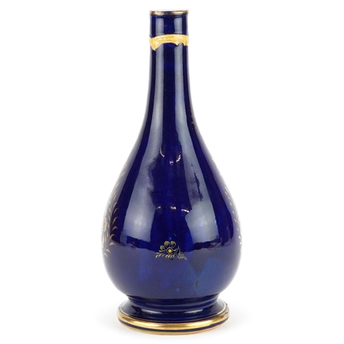 73 - An early Victorian hand painted pearlware bottle vase, 30cm high.