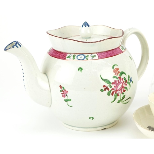 254 - A group of late 18th and early 19th century pearlware and creamware items to include a teapot, two c... 