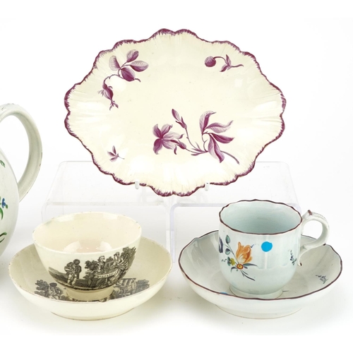 254 - A group of late 18th and early 19th century pearlware and creamware items to include a teapot, two c... 