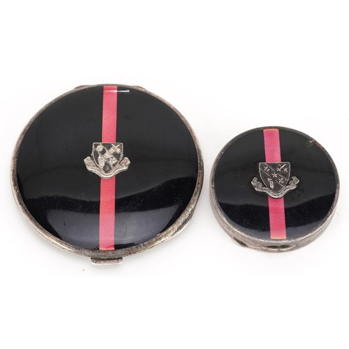 192 - Two Art Deco silver and enamelled compacts, Birmingham 1932, by Goldsmiths & Silversmiths Co. Ltd., ... 