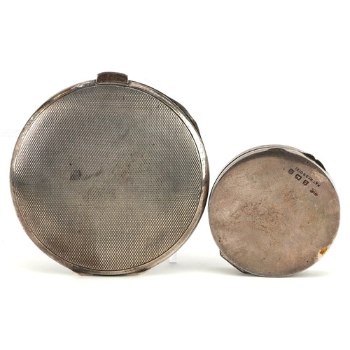 192 - Two Art Deco silver and enamelled compacts, Birmingham 1932, by Goldsmiths & Silversmiths Co. Ltd., ... 