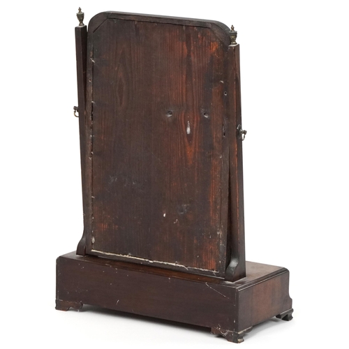 1077 - A late George III Mahogany swing frame toilet mirror, 56cm H x 38cm W x 21cm D.