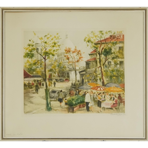 2652 - Charles Bloudin - Parisian street scene, 20th century signed and editioned print, framed, 35cm x 41c... 