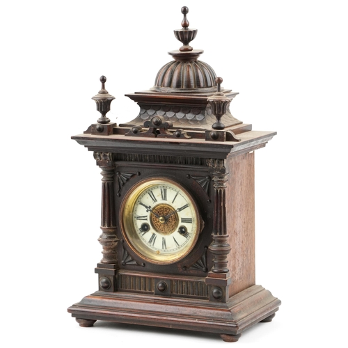 1261 - A late 19th century walnut cased 'Greenwich' mantle clock by W. E. Watts Nottingham, manufactured in... 