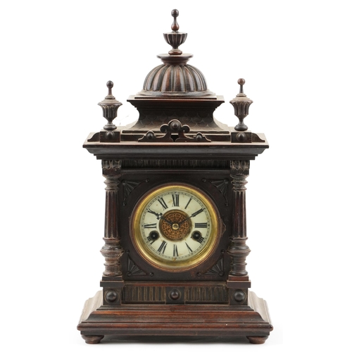 1261 - A late 19th century walnut cased 'Greenwich' mantle clock by W. E. Watts Nottingham, manufactured in... 