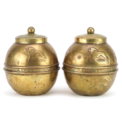 317 - Two early 20th century Lipton's souvenir tea caddies, made for The British Empire Exhibition 1924, 1... 