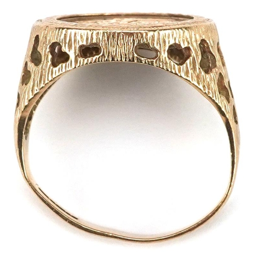 2020 - A 9ct gold St. Christopher ring, size U, 5.4g.