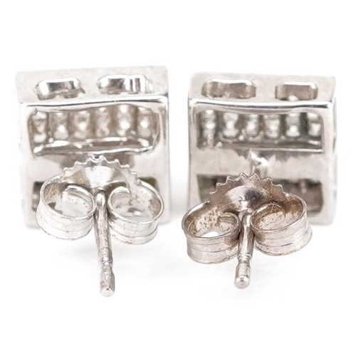 2007 - A pair of 9ct white gold diamond cluster stud earrings, 7.5mm x 7.5mm, total 1.9g.