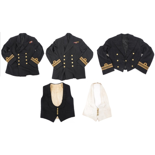 779 - Naval interest clothing including three dress tunics with bars