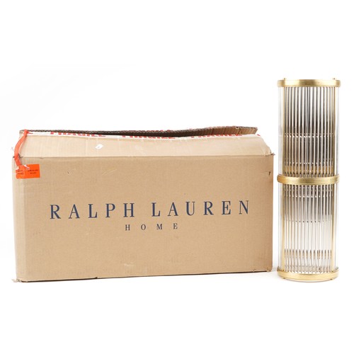 1020A - A Ralph Lauren Home gilt metal and glass wall mounted light fitting, 46cm high, with it's original b... 