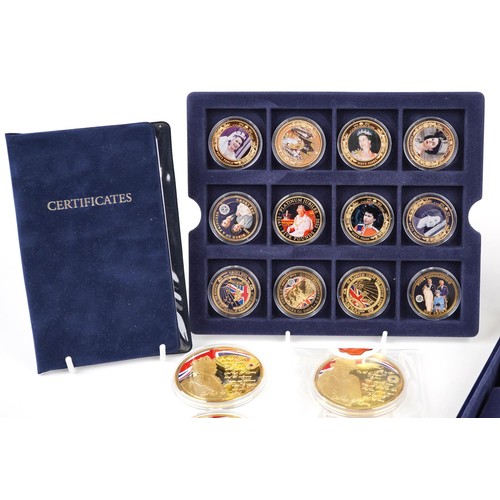 1489 - Sixteen proof commemorative coins and medals to include three large God Save the Queen medallions, T... 