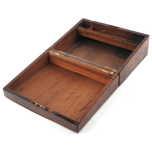 1222 - A late Victorian rosewood and mother of pearl inlaid writing slope, 30cm wide.