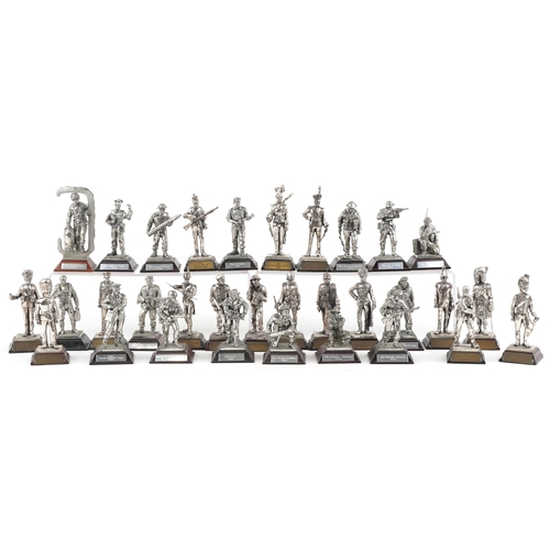 2302 - A collection of Royal Hampshire metal military figures, on plinth bases.