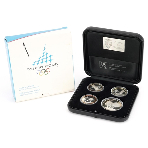 2299 - Torino 2006 Olympic Winter Games, set of four silver coins housed in a fitted case.