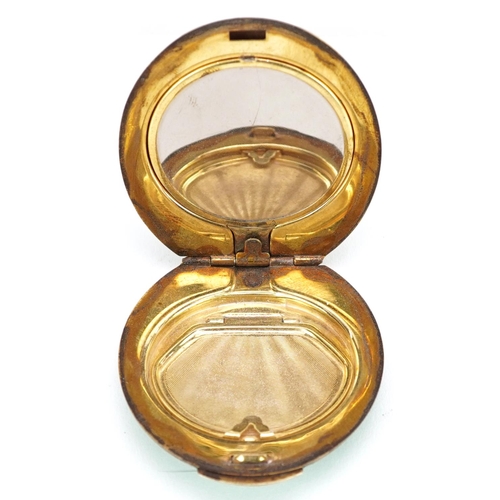  An Art Deco Finberg unmarked silver gilt guilloche enamel ladies double vanity compact impressed F M... 