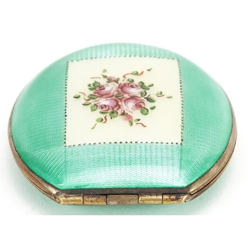  An Art Deco Finberg unmarked silver gilt guilloche enamel ladies double vanity compact impressed F M... 