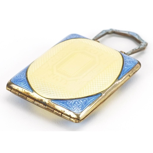  An Art Deco Finberg unmarked silver gilt and guilloche enamel ladies double vanity compact, impresse... 