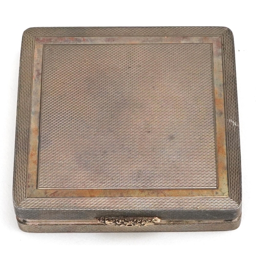 31 - W H Manton Ltd., an Art Deco style engine turned silver compact, Birmingham 1964, 6.3cm wide, 109.0g... 