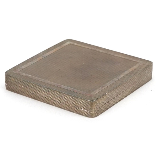 31 - W H Manton Ltd., an Art Deco style engine turned silver compact, Birmingham 1964, 6.3cm wide, 109.0g... 