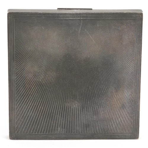 30 - David Sutton & Sons, an Art Deco style engine turned silver compact, London 1948, 7.5cm wide, 152.0g... 