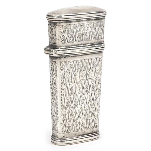  Taylor & Perry, a George IV silver etui with engraved decoration, indistinct date mark, possibly Bir... 