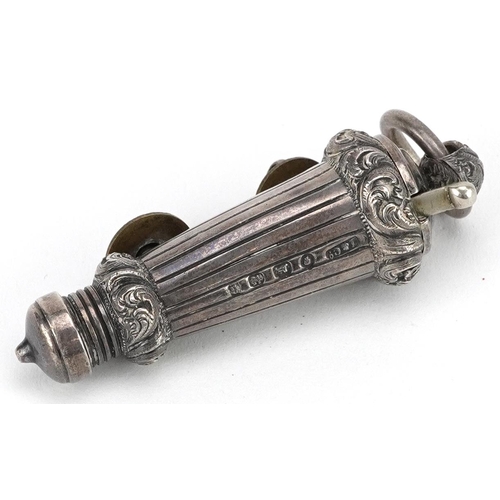  Joseph Jennens & Co., a Victorian silver military officer's whistle with case and fittings, Birmingh... 