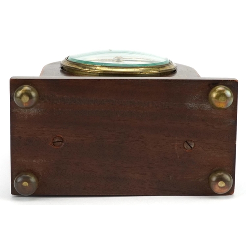 232 - An Edwardian mahogany cased mantle clock with inlaid decoration, the circular white enamelled dial o... 