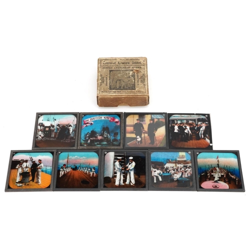 2441 - A small group of coloured magic lantern slides, The Junior Lecturer's Series, The British Navy Chapt... 