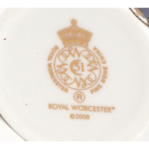 455 - Three Royal Crown Derby English bone china circular trinket boxes together with a Coalport Indian Tr... 