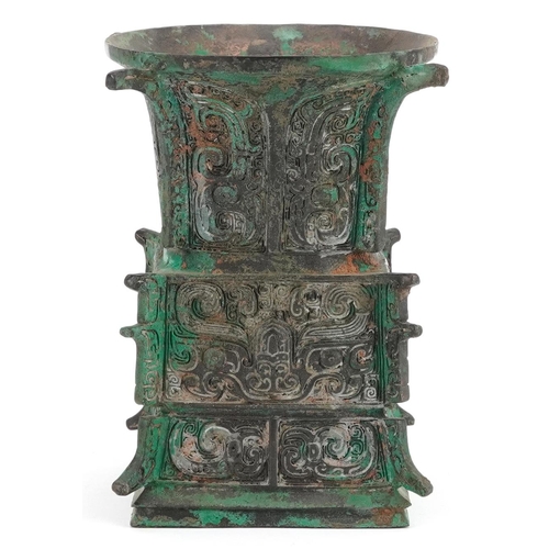 179 - A Chinese archaic style bronze vase, 12.5cm high.