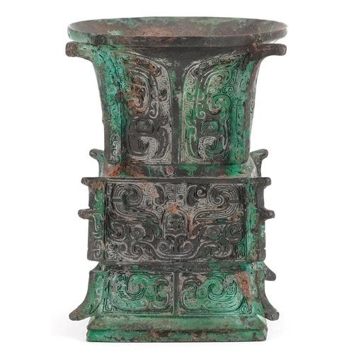 179 - A Chinese archaic style bronze vase, 12.5cm high.