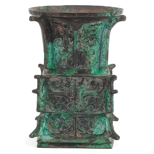 179 - A Chinese archaic style bronze vase, 12.5cm high.