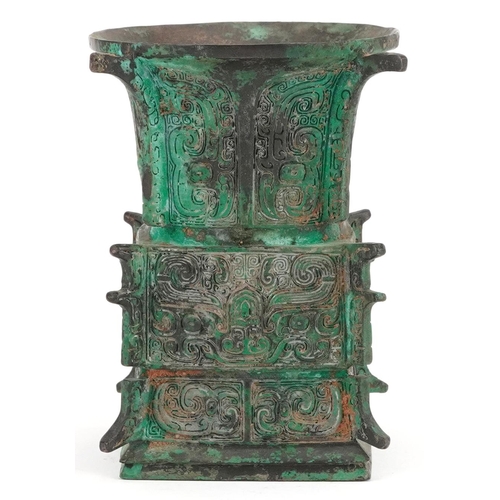 179 - A Chinese archaic style bronze vase, 12.5cm high.