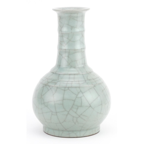 248 - A Chinese porcelain celadon crackle glazed vase, 21.5cm high.