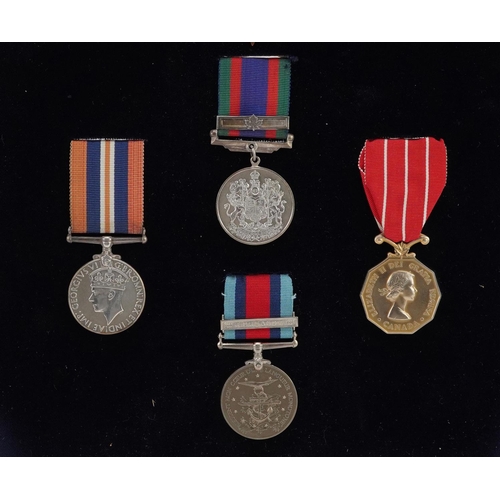  Seven British military World War II medals including Canadian Volunteer Service medal, Canadian Forc... 