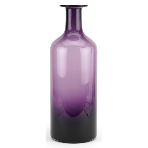 192 - A large amethyst glass bottle vase, possibly Holmgaard, 42cm high.