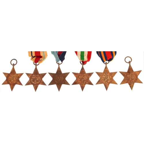 2501 - Six British military World War II medal stars comprising The Italy star, The Africa star, The Burma ... 