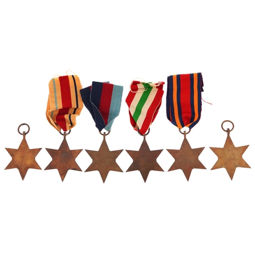 2501 - Six British military World War II medal stars comprising The Italy star, The Africa star, The Burma ... 