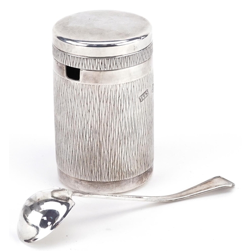 503 - Toye, Kenning & Spencer, an Elizabeth II Modernist silver preserve jar and cover with a sterling sil... 