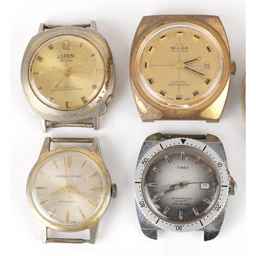 3769 - Nine vintage gentlemen's wristwatches including Buler, Timex, Alpen, Oris and Rotary.