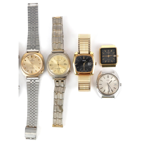 3769 - Nine vintage gentlemen's wristwatches including Buler, Timex, Alpen, Oris and Rotary.