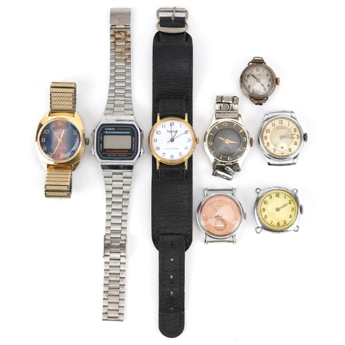 3768 - Eight vintage and later gentlemen's and ladies wristwatches including Ingersoll, Casio alarm chronog... 