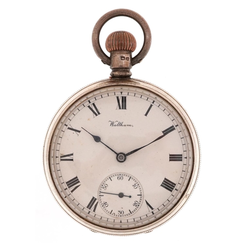 3759 - Waltham, a gentlemen's silver open face top wind pocket watch having enamelled and subsidiary dials ... 