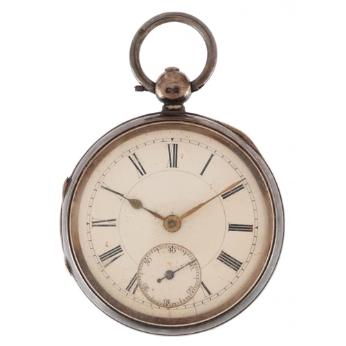 3766 - Robert Reid, a Victorian gentlemen's silver open face key wind pocket watch having enamelled and sub... 